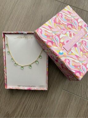 Isabella M 18k Gold-Plated Necklace with Sea Green Gemstone Drops